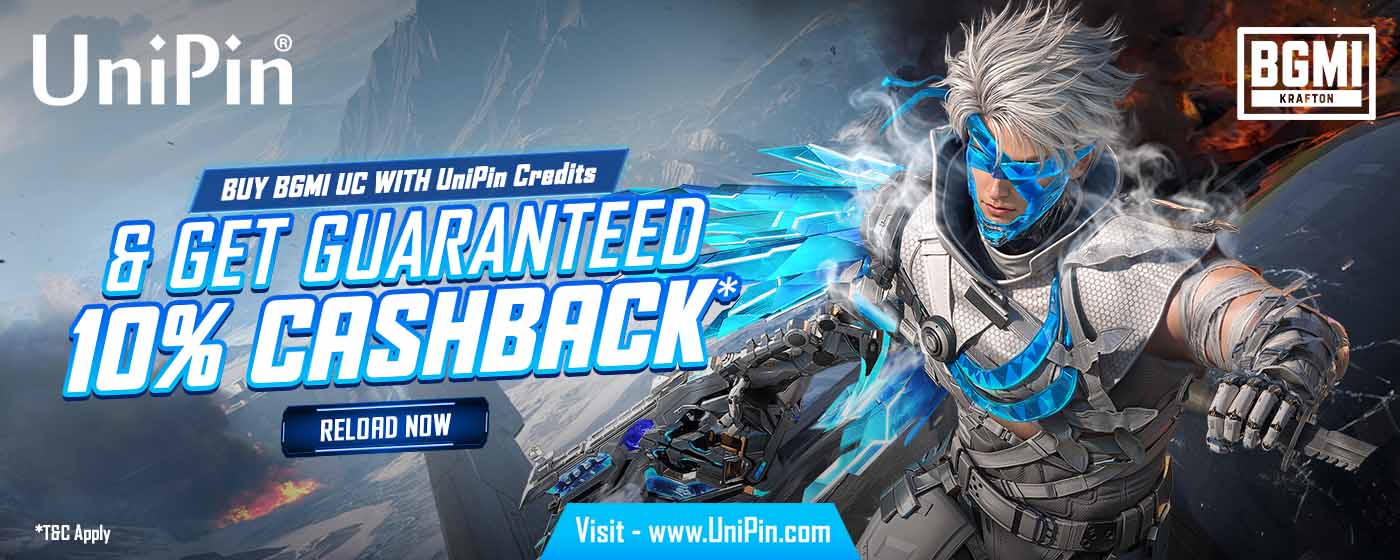 Get 10% Cashback on BGMI UC via UniPin Credits